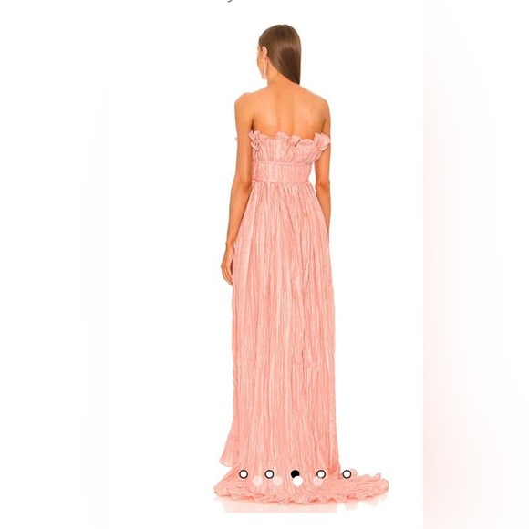 LoveShackFancy Katrina Bejeweled Strapless Plisse Dress In Sunrise Sorbet.Size 4 - Picture 10 of 16
